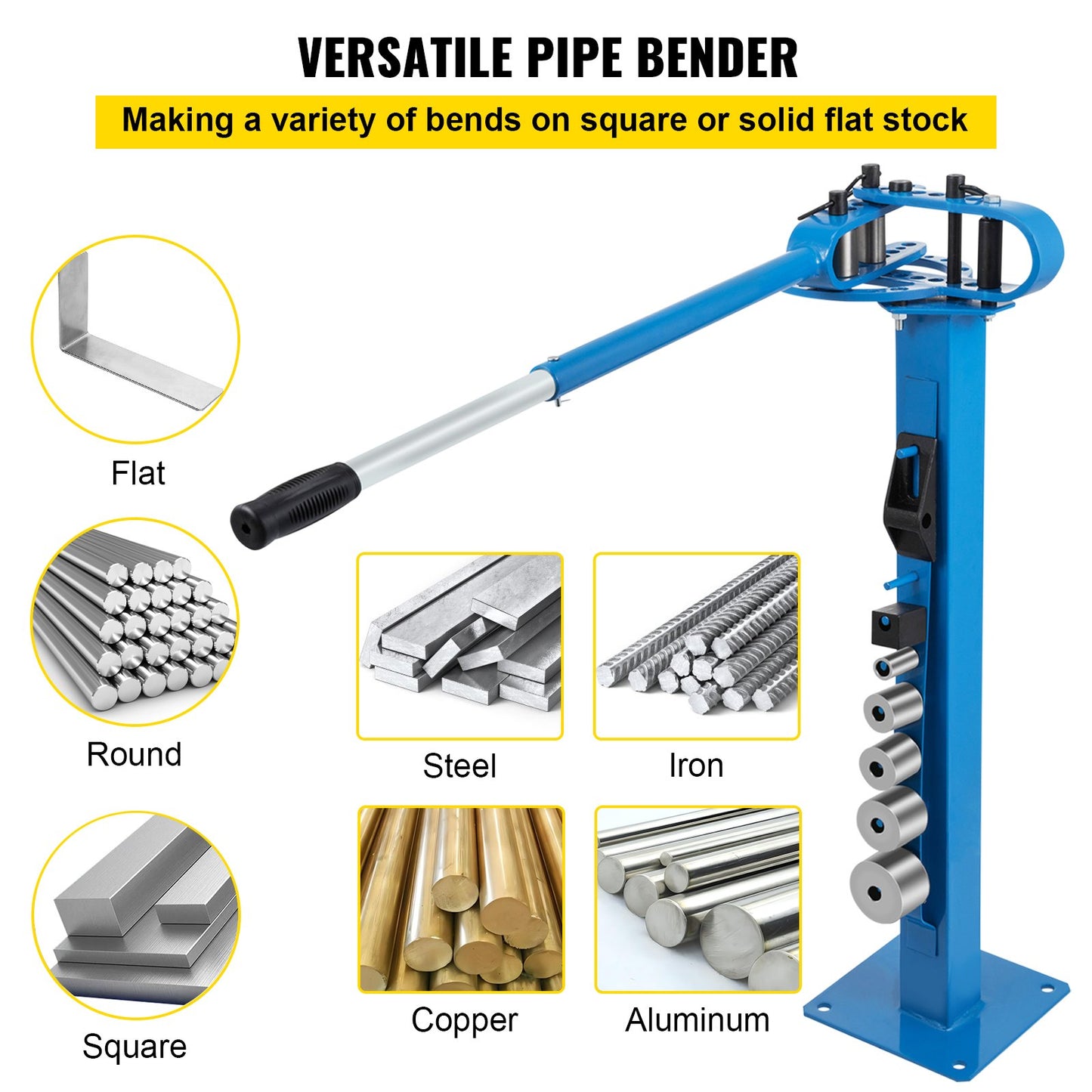 YP-38 Metal Bender 1"-3" Flat Bar Square Rod Böjning 7 Dies med golvstativ
