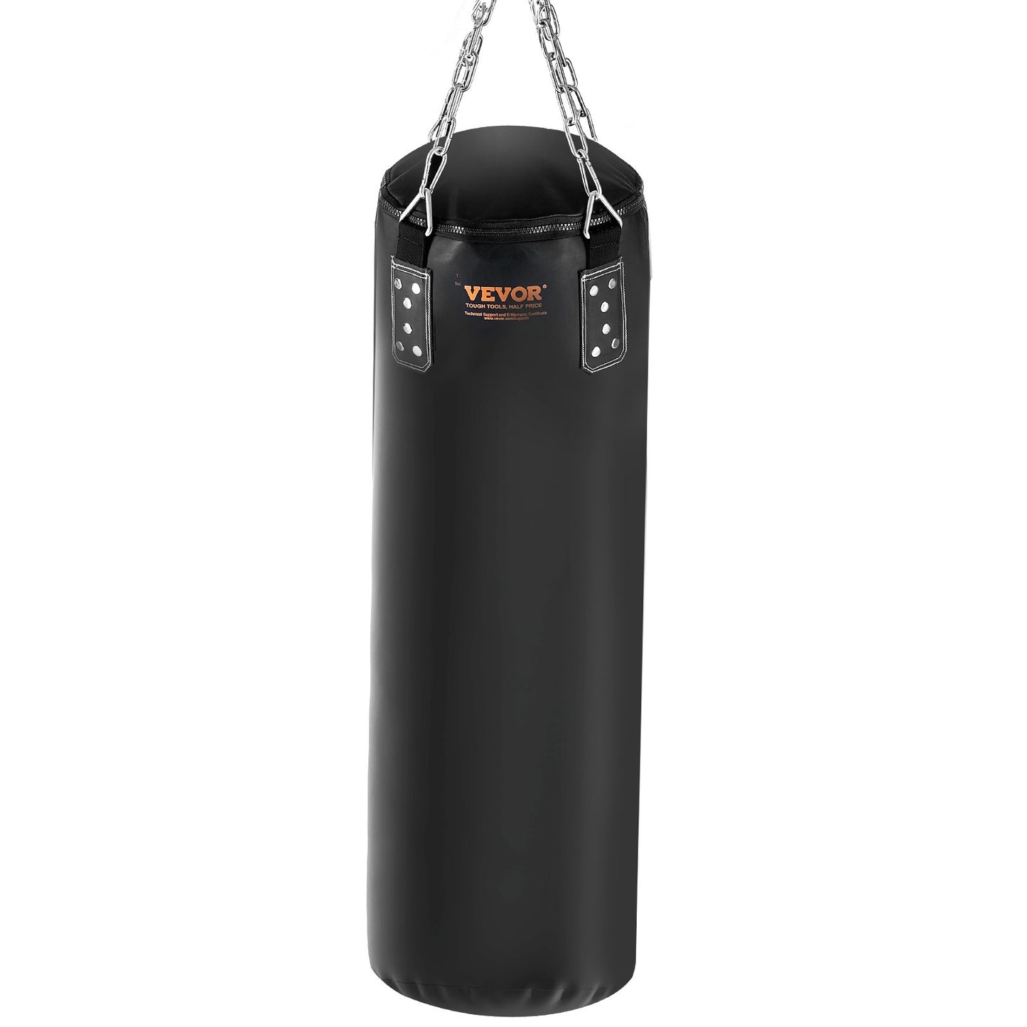 Boxningssäck för vuxna, 121,9 cm PVC tung boxningspåsset, boxningssäck med kedjor och handskar, hängande boxningsväska för MMA Karate Judo, Muay Thai kickboxning, boxning hemma, (ofylld)