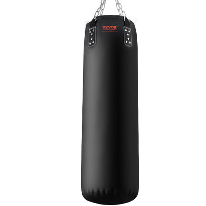 Boxningssäck för vuxna, 121,9 cm PVC tung boxningspåsset, boxningssäck med kedjor och handskar, hängande boxningsväska för MMA Karate Judo, Muay Thai kickboxning, boxning hemma, (ofylld)