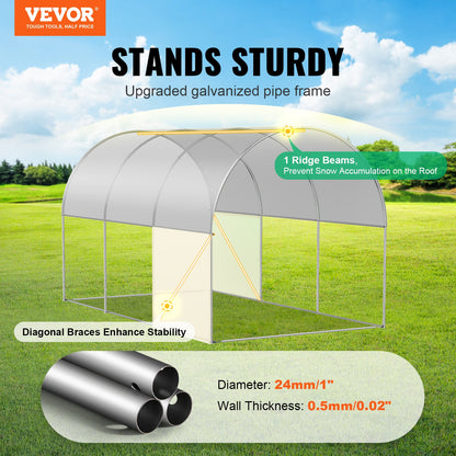 Walk-in Tunnel Växthus 9,58x6,43x6,23 fot galvaniserad ram PE Cover Vit