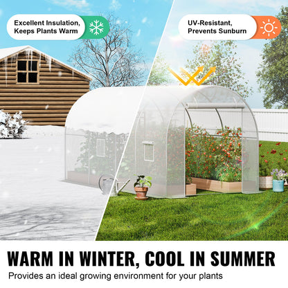Walk-in Tunnel Växthus 9,58x6,43x6,23 fot galvaniserad ram PE Cover Vit
