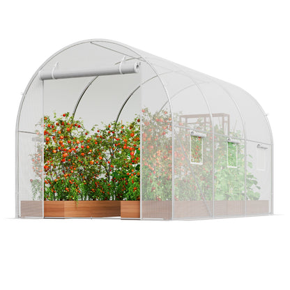 Walk-in Tunnel Växthus 9,58x6,43x6,23 fot galvaniserad ram PE Cover Vit