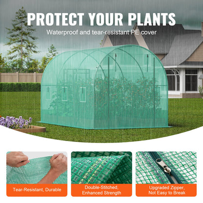 Walk-in Tunnel Greenhouse 9.58x6.43x6.23 ft Galvanized Frame PE Lid Green