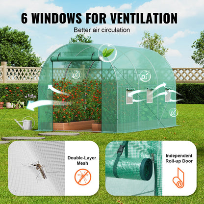 Walk-in Tunnel Greenhouse 9.58x6.43x6.23 ft Galvanized Frame PE Lid Green