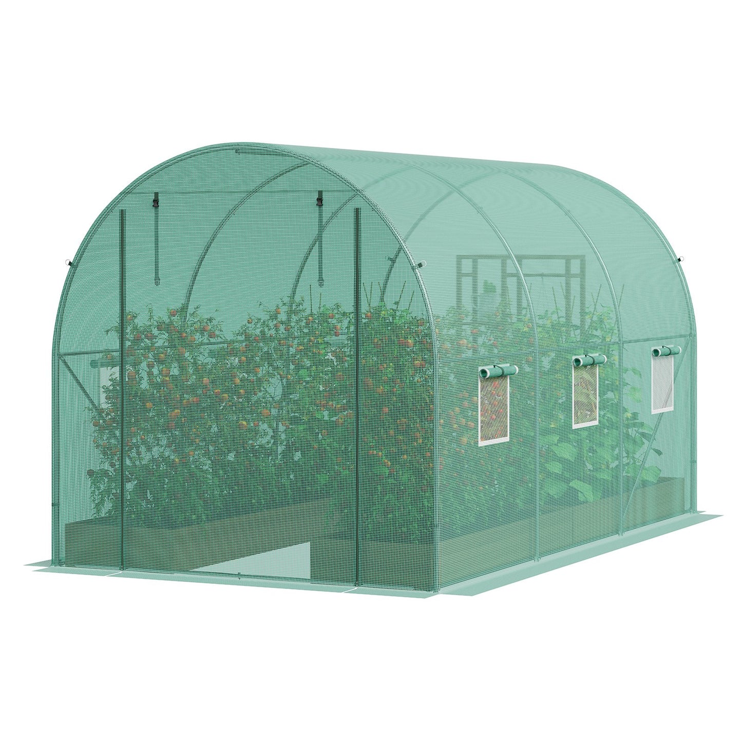 Walk-in Tunnel Greenhouse 9.58x6.43x6.23 ft Galvanized Frame PE Lid Green