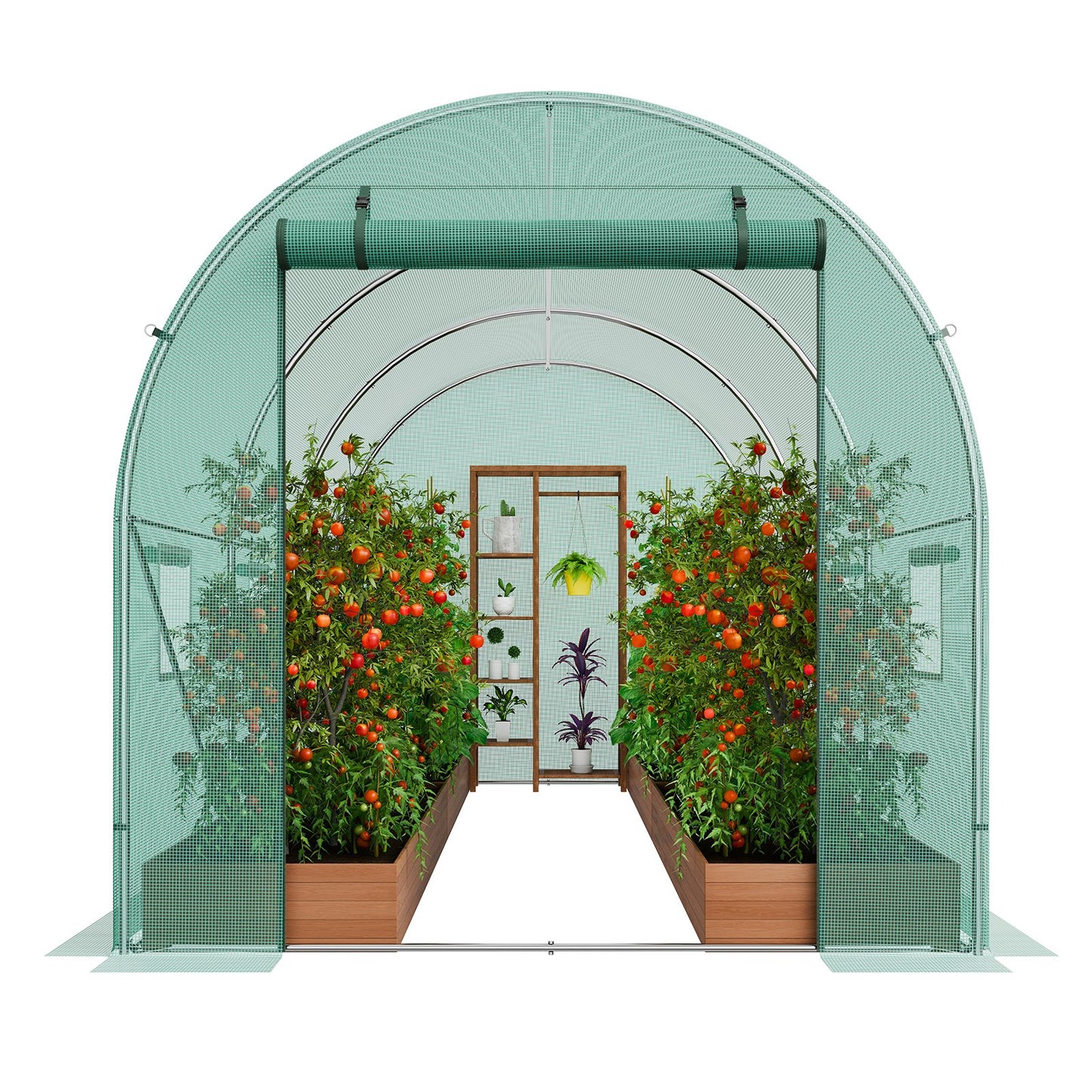 Walk-in Tunnel Greenhouse 9.58x6.43x6.23 ft Galvanized Frame PE Lid Green