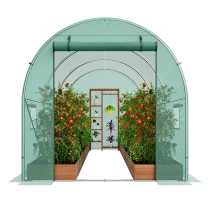 Walk-in Tunnel Greenhouse 9.58x6.43x6.23 ft Galvanized Frame PE Lid Green