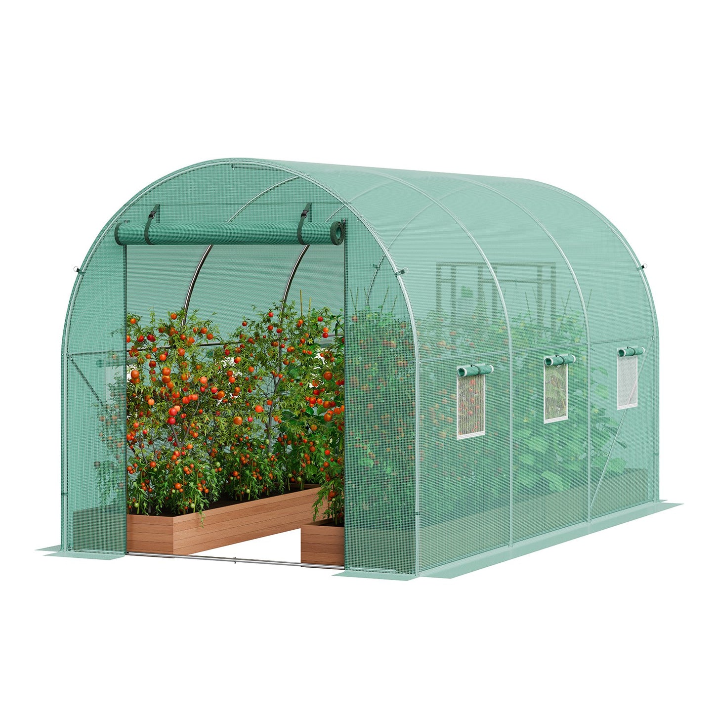Walk-in Tunnel Växthus 11,32x6,4x6,3ft galvaniserad ram PE Cover Grön