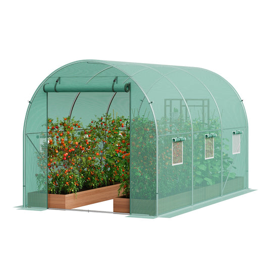 Walk-in Tunnel Växthus 11,32x6,4x6,3ft galvaniserad ram PE Cover Grön