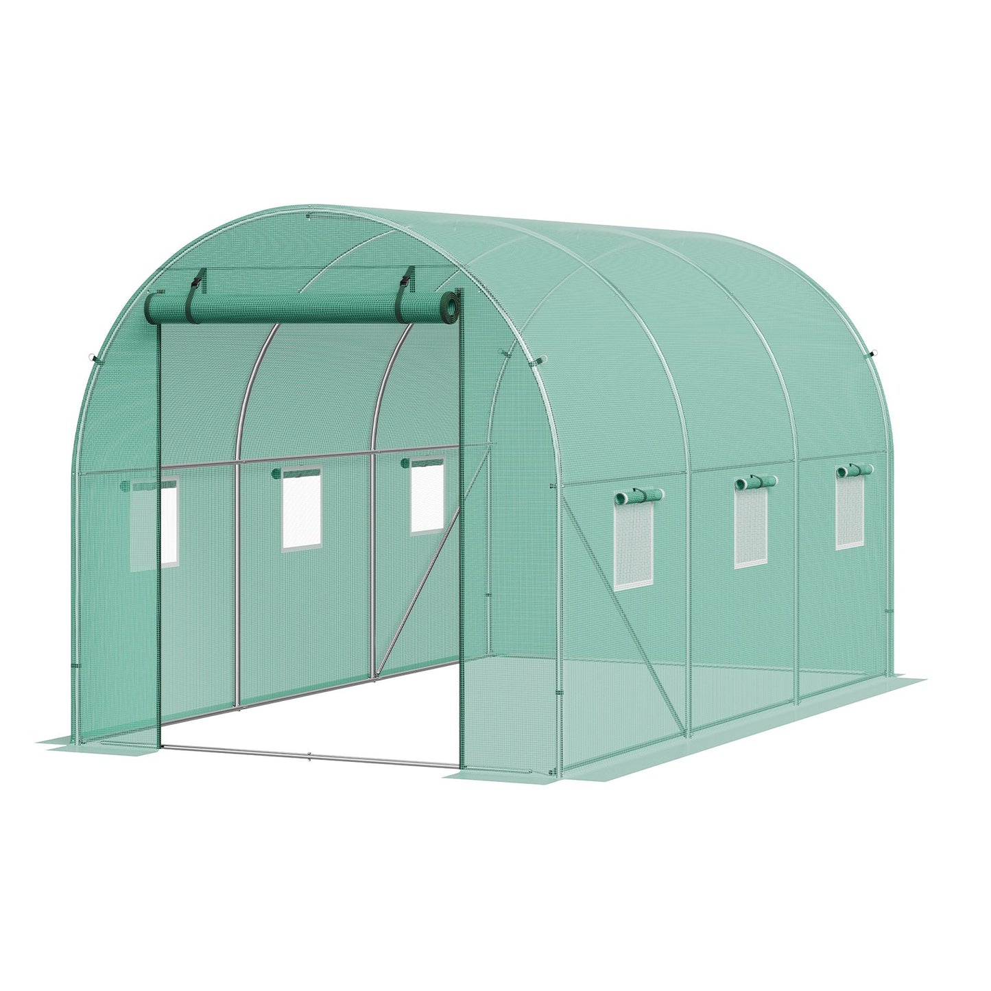 Walk-in Tunnel Växthus 11,32x6,4x6,3ft galvaniserad ram PE Cover Grön