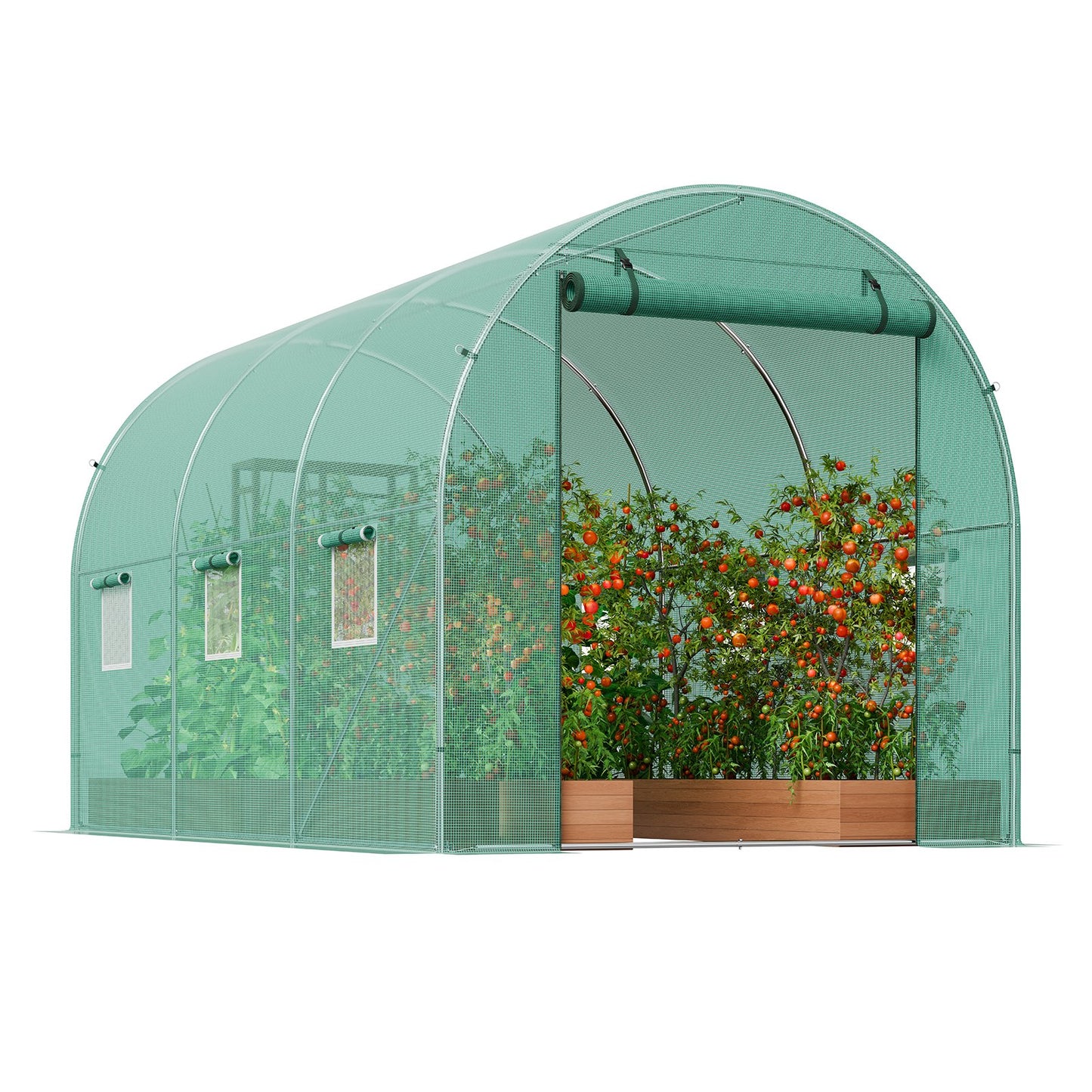 Walk-in Tunnel Växthus 11,32x6,4x6,3ft galvaniserad ram PE Cover Grön