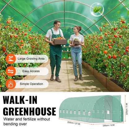 Walk-in Tunnel Växthus 27,38x9,5x7,38ft Galvaniserad ram PE Cover Grön