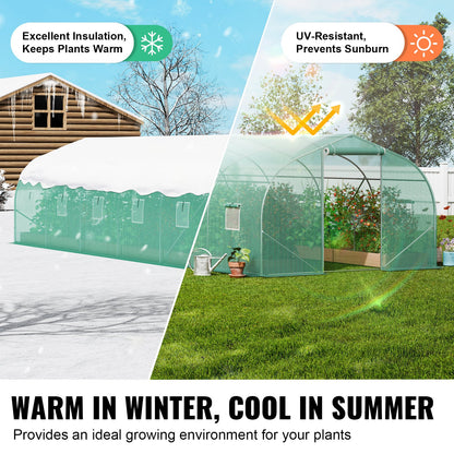 Walk-in Tunnel Växthus 29,53x9,84x6,6ft Galvaniserad ram PE Cover Grön