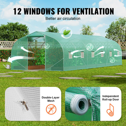 Walk-in Tunnel Växthus 29,53x9,84x6,6ft Galvaniserad ram PE Cover Grön