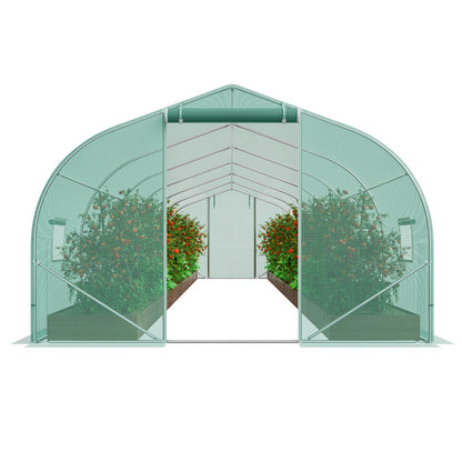Walk-in Tunnel Växthus 29,53x9,84x6,6ft Galvaniserad ram PE Cover Grön