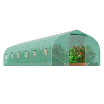 Walk-in Tunnel Växthus 29,53x9,84x6,6ft Galvaniserad ram PE Cover Grön