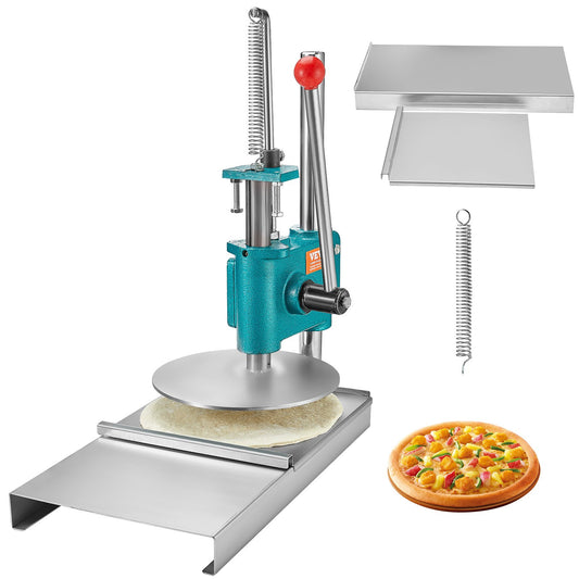 Manuell pizzadegpressmaskin, 9,5 tum/24 cm hushållspizzabakelse, pizzapressare i rostfritt stål, kommersiell chapati-plåt för pizzapress, höjdjusterbar pizzaformningsmaskin