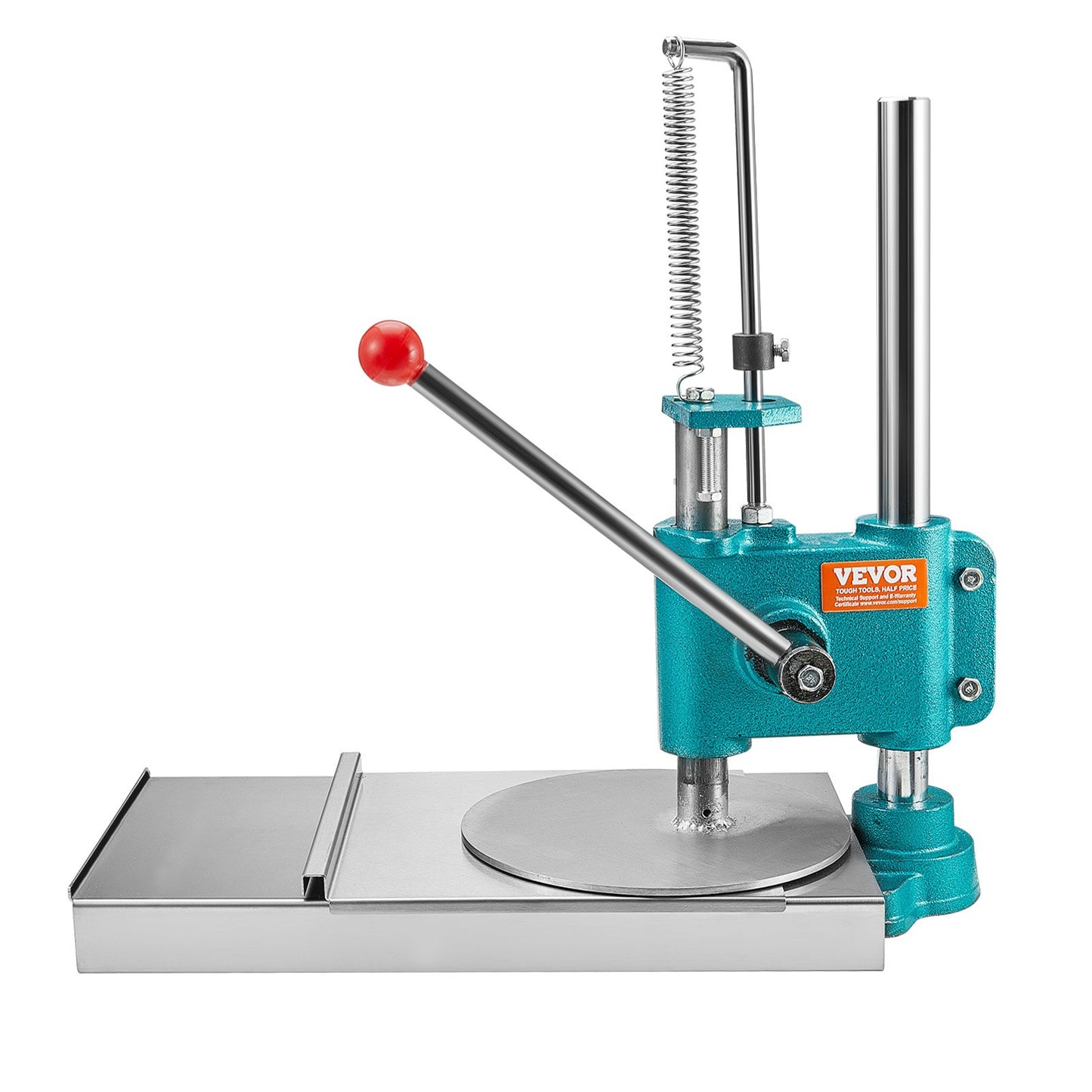 Manuell pizzadegpressmaskin, 9,5 tum/24 cm hushållspizzabakelse, pizzapressare i rostfritt stål, kommersiell chapati-plåt för pizzapress, höjdjusterbar pizzaformningsmaskin