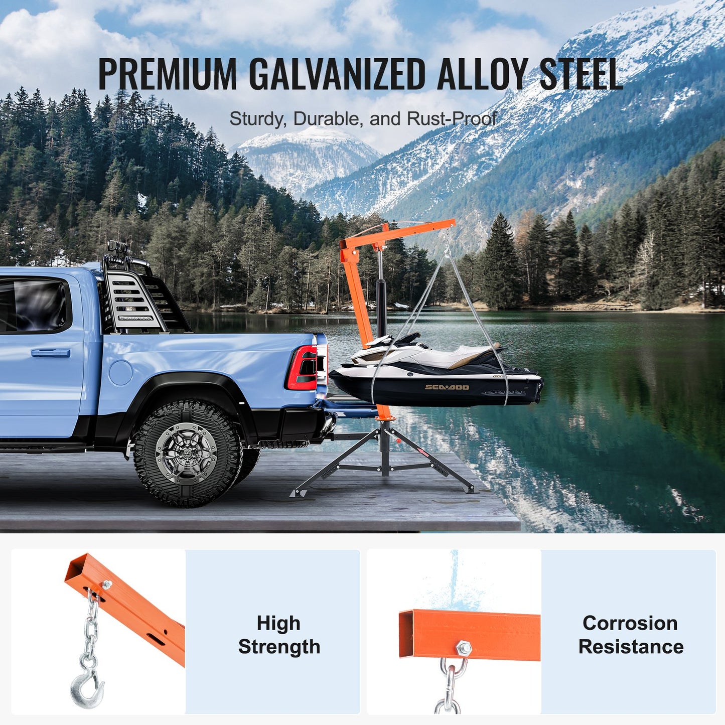 Hydraulic pickup, crane lifting crane 1000 lbs 360° swivel lift lift