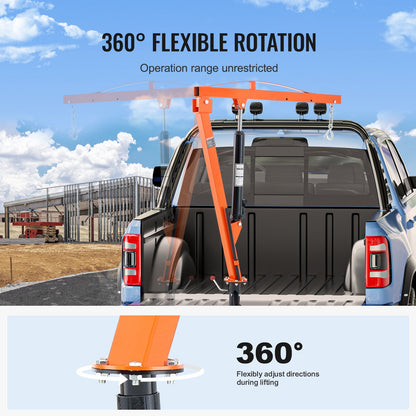 Hydraulic pickup, crane lifting crane 1000 lbs 360° swivel lift lift