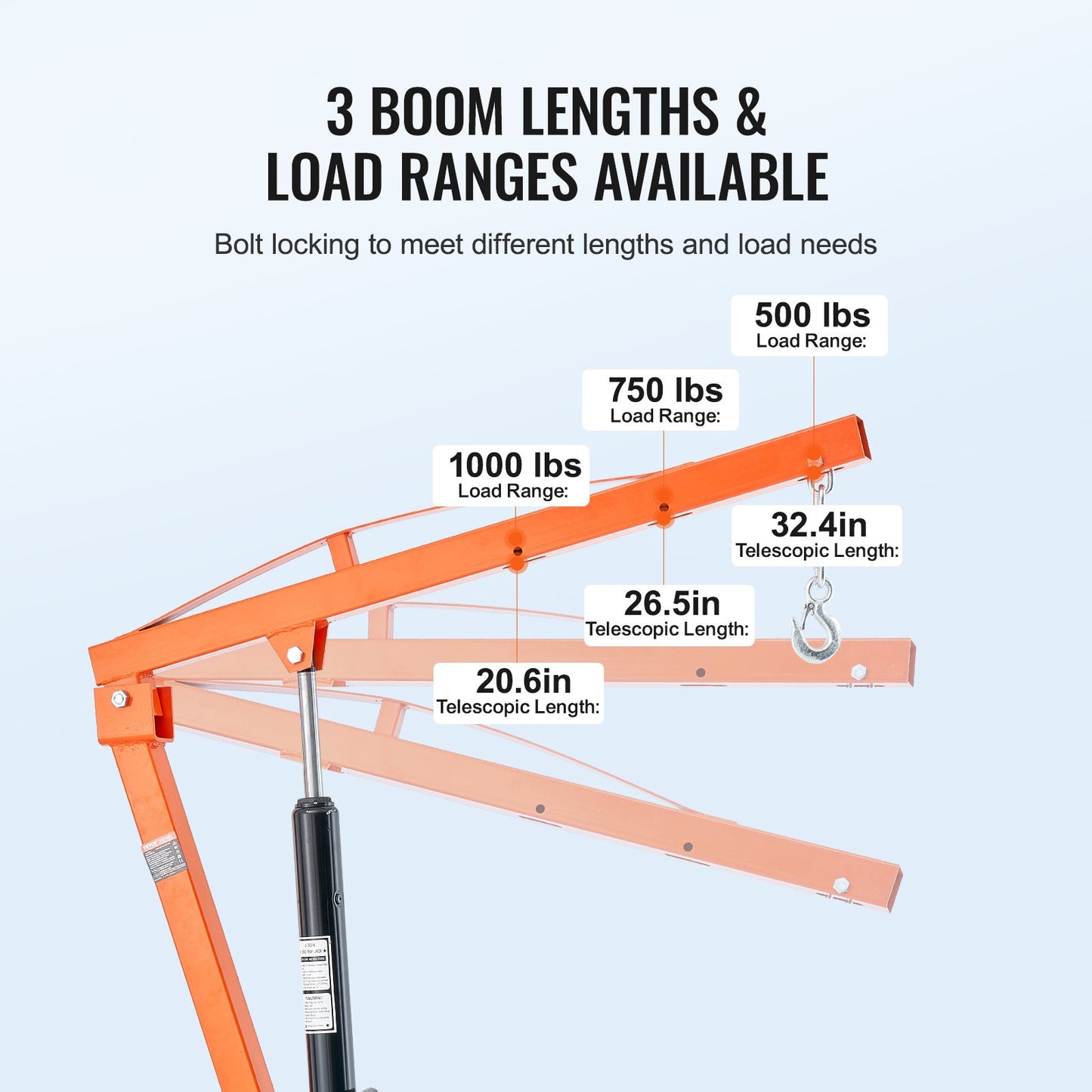 Hydraulic pickup, crane lifting crane 1000 lbs 360° swivel lift lift