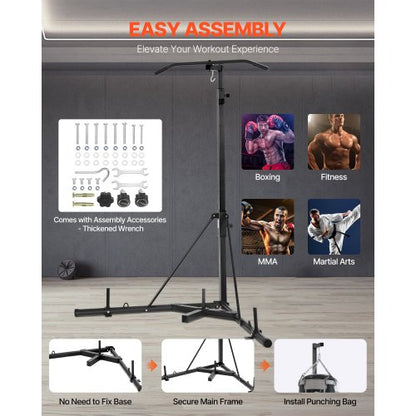 2 in 1 Heavy Duty Punching Bag Frame Boxing Punching Fitness Rack Steel | EU