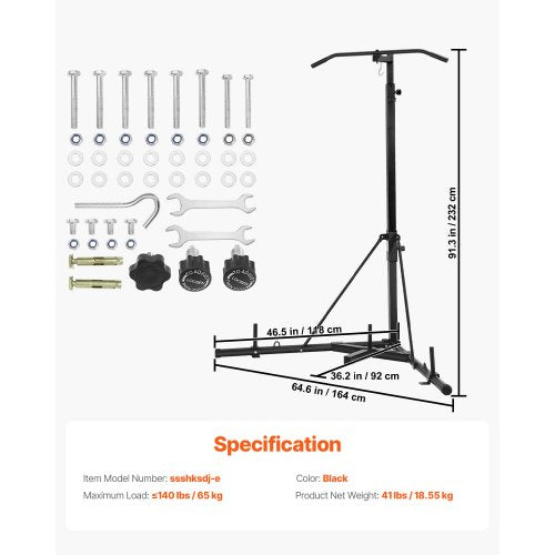 2 in 1 Heavy Duty Punching Bag Frame Boxing Punching Fitness Rack Steel | EU