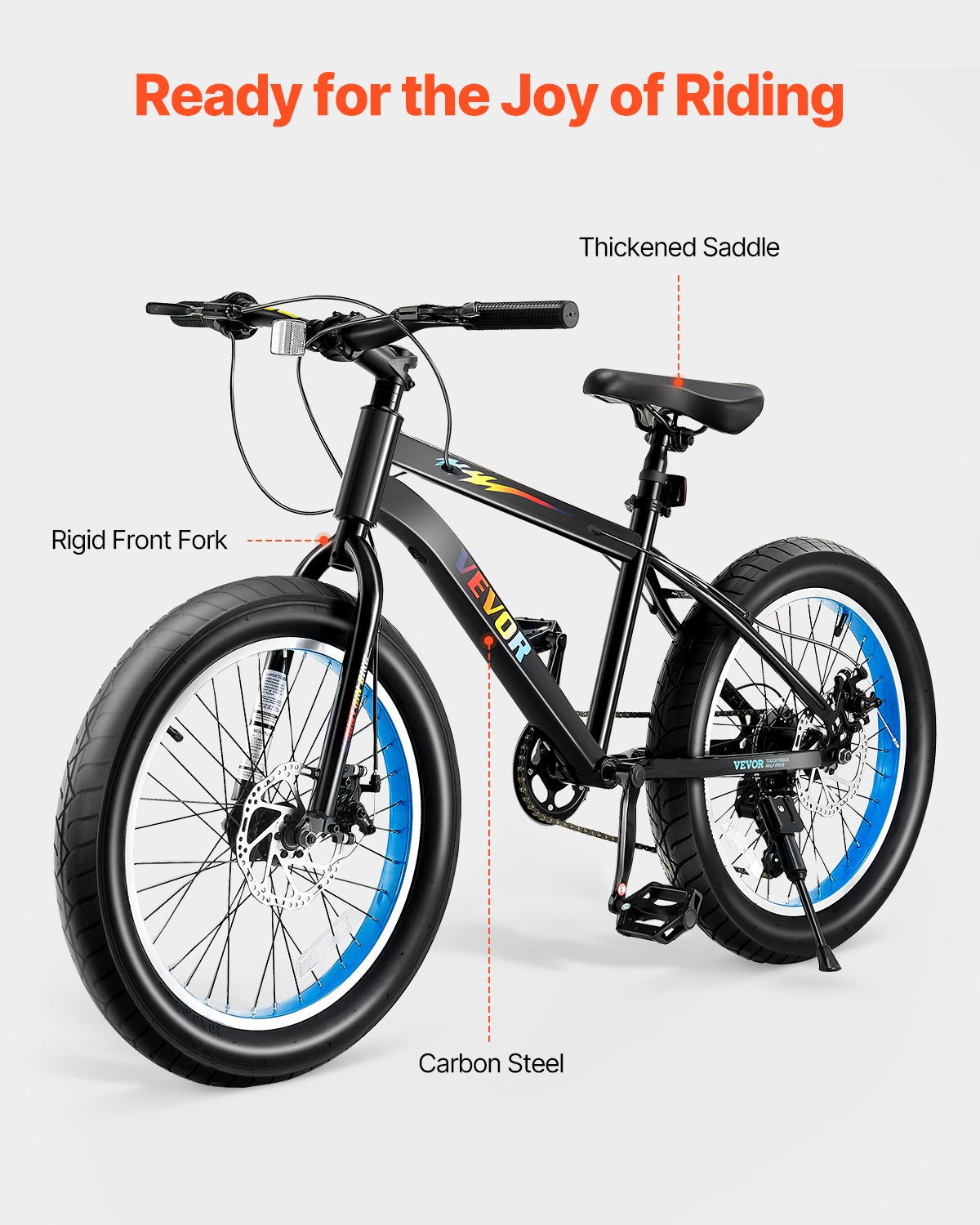 20" Mountain Bike MTB Bicycle Shimano 7-Speed Carbon Steel Dual Disc Brake