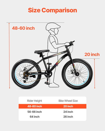 20" Mountain Bike MTB Bicycle Shimano 7-Speed Carbon Steel Dual Disc Brake