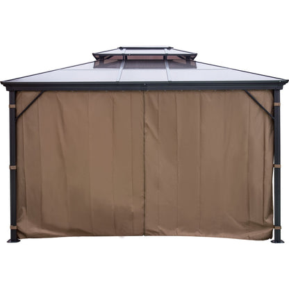 Uteplats Gazebo 10x10ft Hardtop Gazebo Gazebo med myggnät Utomhus Gazebo Uteplats Tält Trädgård Vindar Ersättande Baldakin Dubbla Tak Lusthus För uteplatser Trädgård Hem Gräsmatta Brun