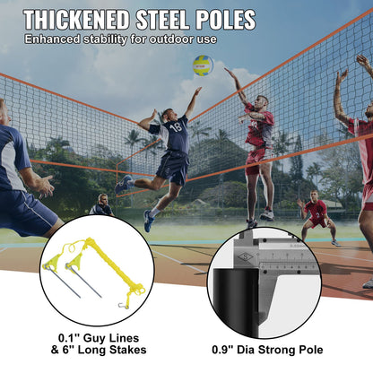 4-vägs volleybollnät, justerbar höjd badmintonnätset för strandgräsmatta på bakgården, portabelt volleybollnät utomhus med bärväska, 4 kvadratiskt snabbmonteringsspelset för barn och vuxna