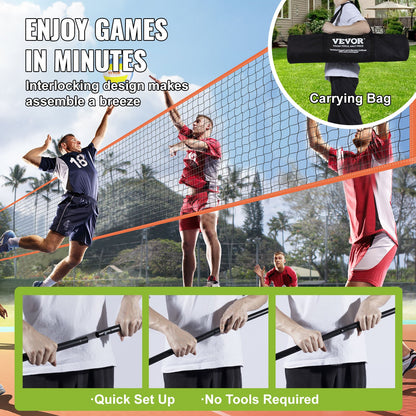 4-vägs volleybollnät, justerbar höjd badmintonnätset för strandgräsmatta på bakgården, portabelt volleybollnät utomhus med bärväska, 4 kvadratiskt snabbmonteringsspelset för barn och vuxna
