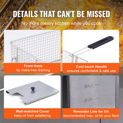 Kommersiell elektrisk fritös Fritös med bänkskiva med dubbla tankar 6000W