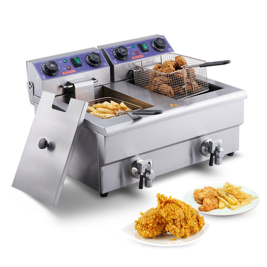 Commercial Electric Fryer Countertop Deep Fryer with Dual Tanks 6000W