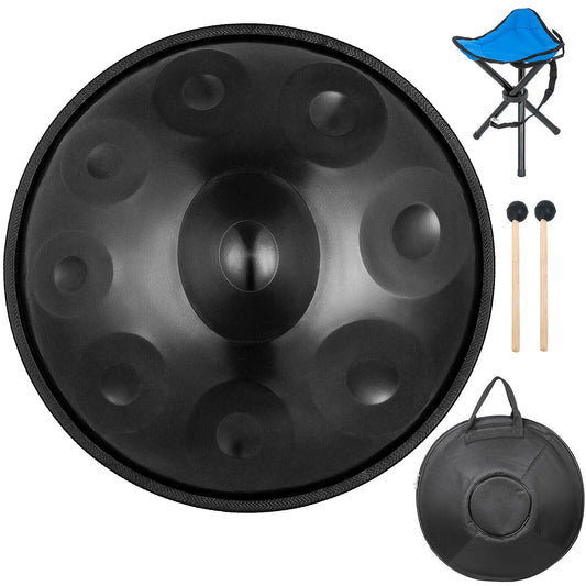 Advanced Hand Pan In D Minor 9 Notes Steel Hand Drum + Soft Hand Pan Bag (22" (56cm), Brown (d Minor) 9 Notes (d3 A Bb CDEFGA)