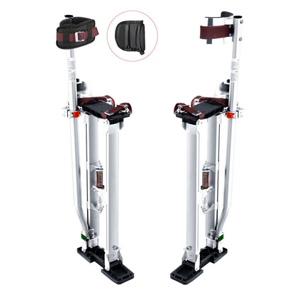 Gips styltor, 24''-40'' justerbara verktygsstyltar i aluminium med skyddande knäskydd, hållbara och halkfria arbetsstyltor för plåtmålning, promenader, tejpning, silver