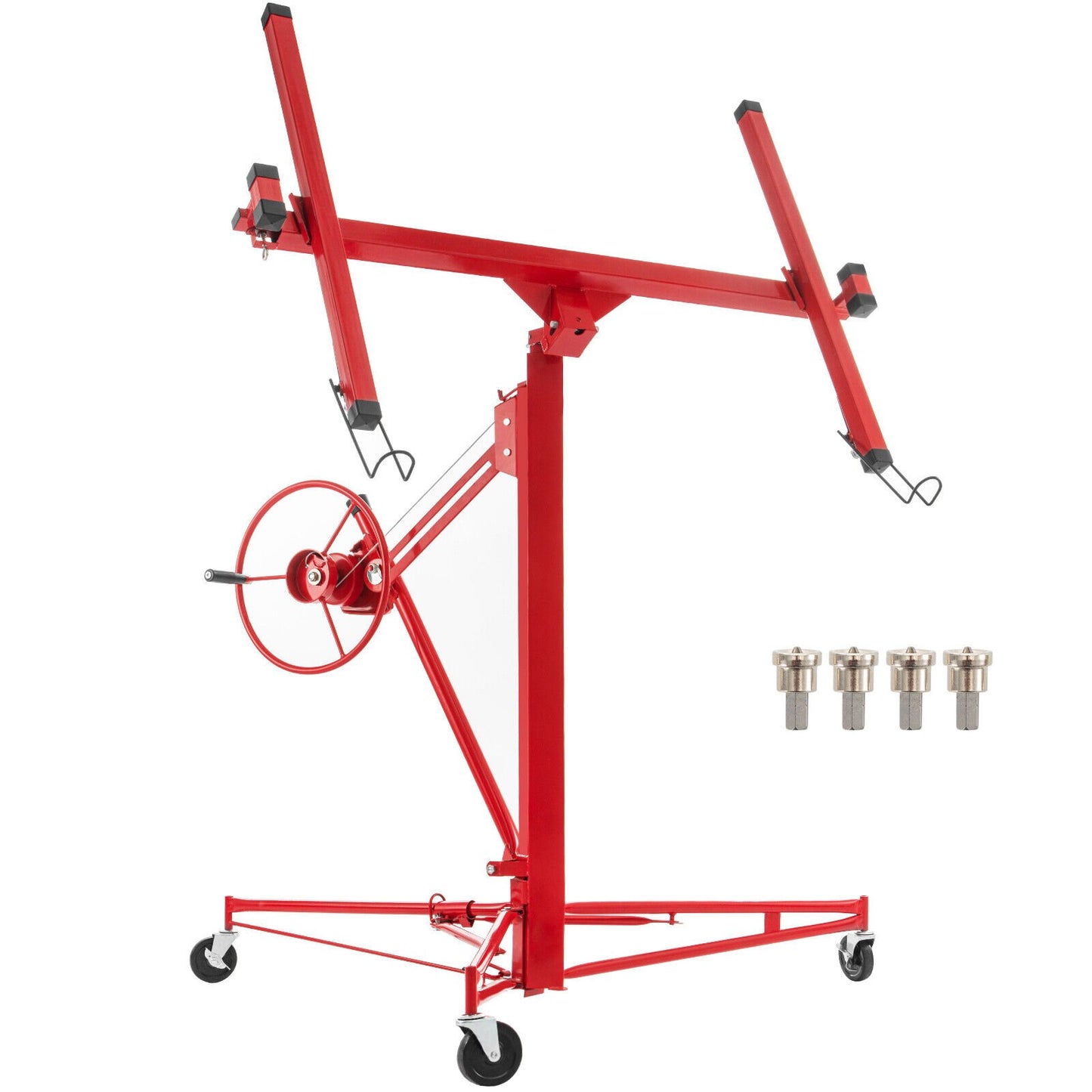 Drywall Rolling Lifter Panel, 11ft Sheetrock Lift Drywall Lift, 150lb Viktkapacitet Panel Hiss Jack Tool, stålmaterial med teleskoparm och 3 låsbara hjul, 48x192 i gipsskiva storlek