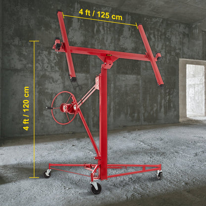 Drywall Rolling Lifter Panel, 11ft Sheetrock Lift Drywall Lift, 150lb Viktkapacitet Panel Hiss Jack Tool, stålmaterial med teleskoparm och 3 låsbara hjul, 48x192 i gipsskiva storlek
