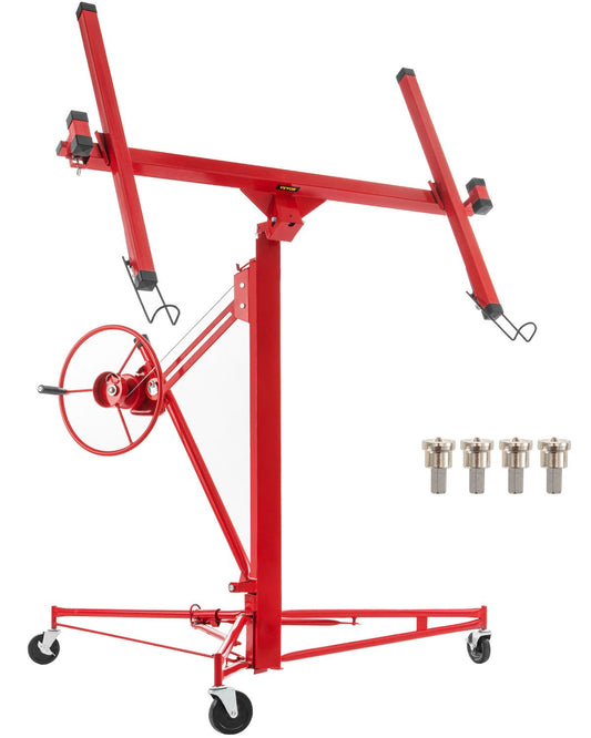 Drywall Rolling Lifter Panel, 16ft Sheetrock Lift Drywall Lift, 150lb Viktkapacitet Panel Hiss Jack Tool, stålmaterial med teleskoparm och 3 låsbara hjul, 48x192 i gipsskiva storlek