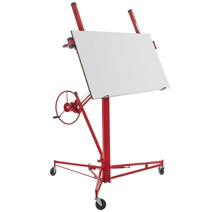 Drywall Rolling Lifter Panel, 16ft Sheetrock Lift Drywall Lift, 150lb Viktkapacitet Panel Hiss Jack Tool, stålmaterial med teleskoparm och 3 låsbara hjul, 48x192 i gipsskiva storlek