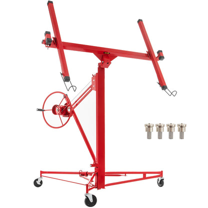 Drywall Rolling Lifter Panel, 16ft Sheetrock Lift Drywall Lift, 150lb Viktkapacitet Panel Hiss Jack Tool, stålmaterial med teleskoparm och 3 låsbara hjul, 48x192 i gipsskiva storlek
