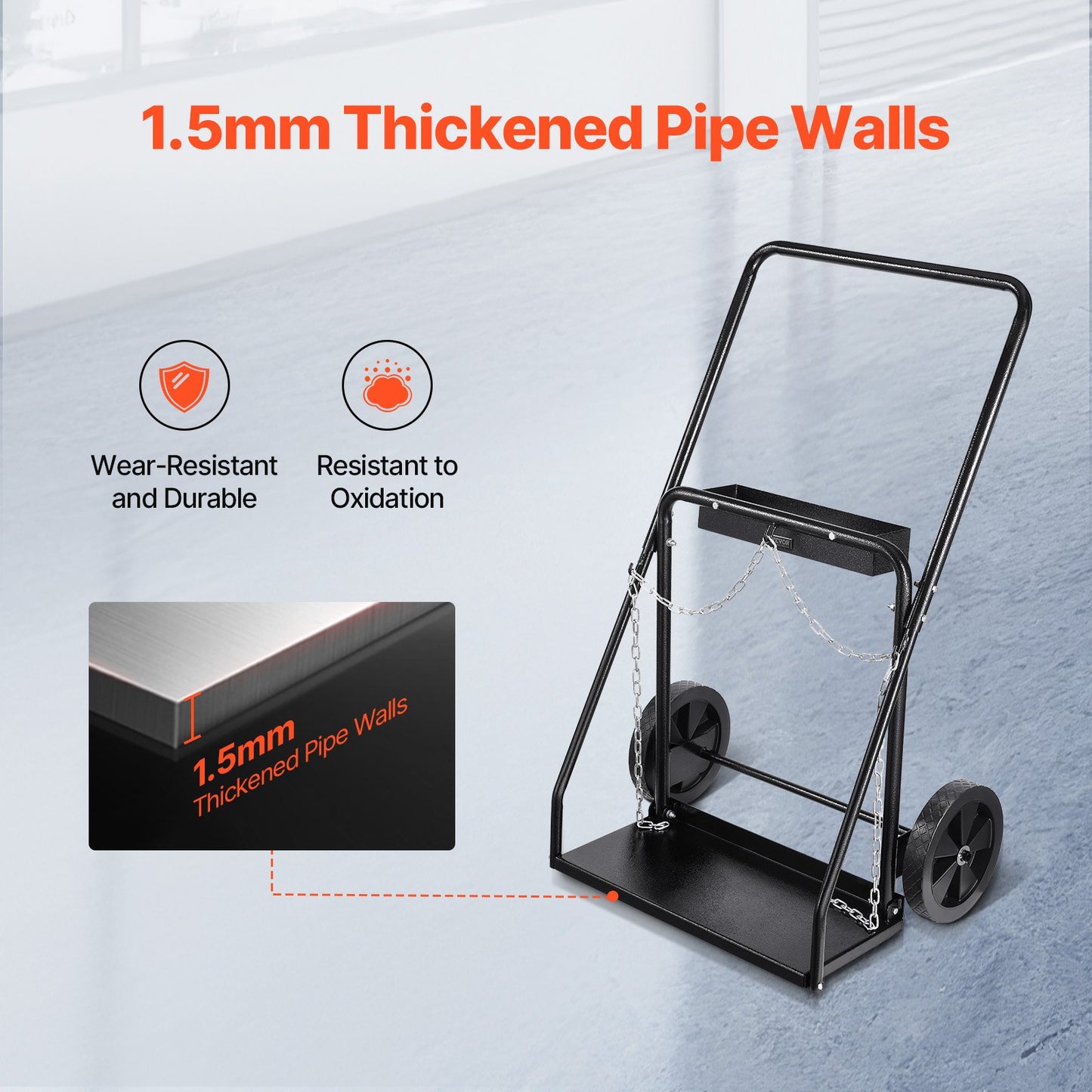 Double welding cylinder cart Oxygen acetylene tank cart with 10" solid wheels