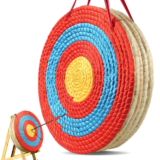 Bågskyttemål, 5 lager 20" pilmål, traditionellt massivt halm, rund bågskyttemål, målskytte för båge, handgjorda pilmål, mål för färgat rep för jakt på bakgård utomhus