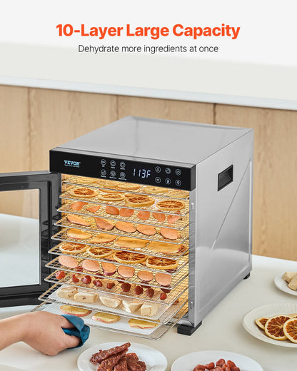 10 brickor mattorkarmaskin rostfritt stål 1000W Jerky frukttorkning