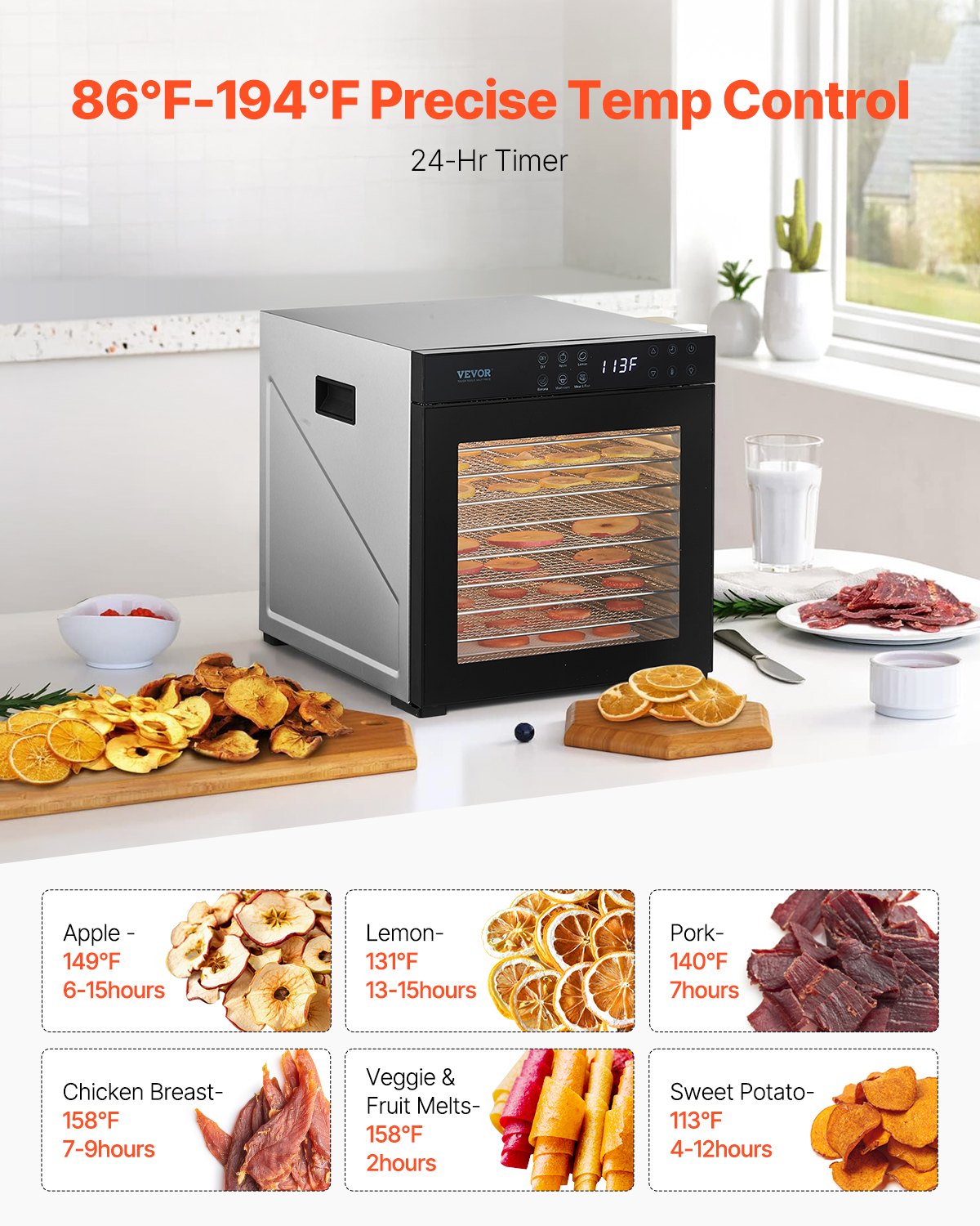 10 brickor mattorkarmaskin rostfritt stål 1000W Jerky frukttorkning