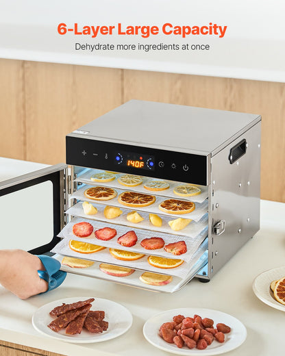 6 brickor mattorkarmaskin rostfritt stål 400W Jerky frukttorkning