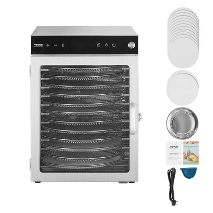 12 Trays Rotating Food Dryer Machine Stainless Steel 800W Fruit Drying