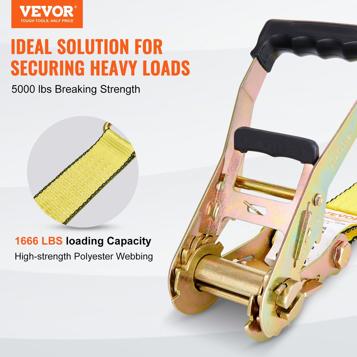 Ratchet Tie Down Straps (4PK), 5000 lb Breaking Strength, Double J-Hook Includes 4 Premium 2" x 15" Ratchet Tie Downs with Padded Handles, for Moving Load Securing, Appliances, Lawn Equipment