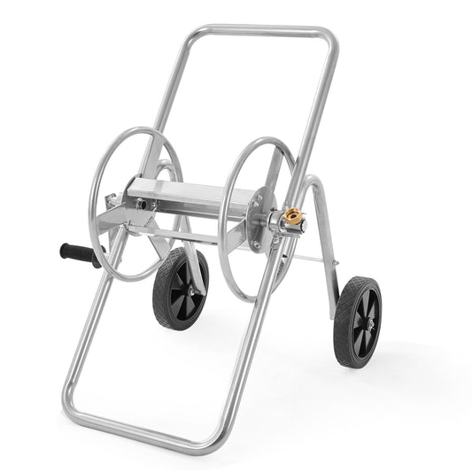 Hose Reel Cart, Holds Up to 175 Feet of 5/8'' Hose (Hose Not Included), Garden Water Hose Carts Mobile Tools with Wheels, Heavy Duty Powder Coated Steel Outdoor Planter for Garden, Yard, Lawn