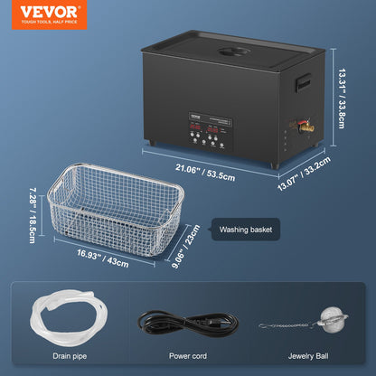 Ultrasonic Cleaner 30L cleaning machine with timer heater and basket 600W